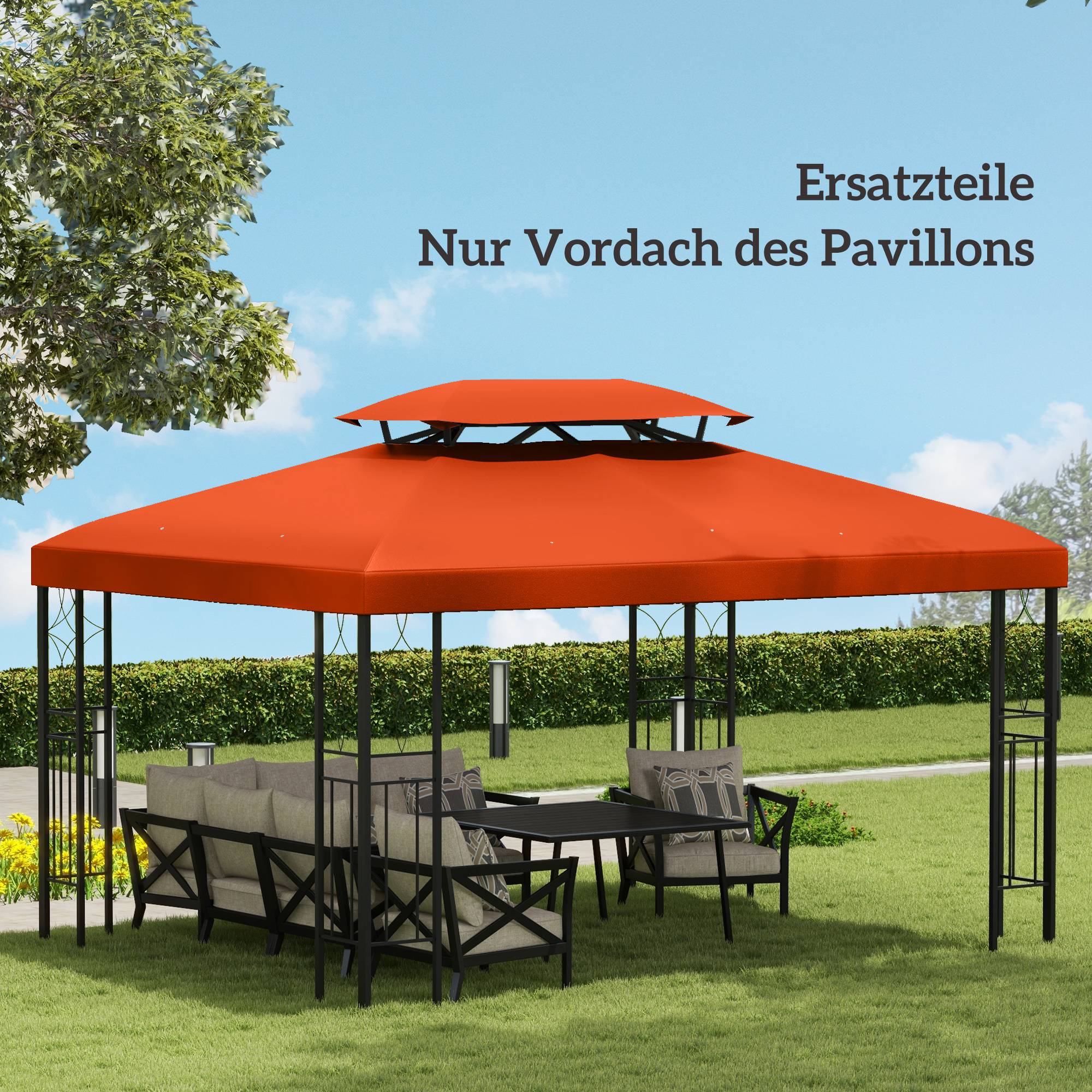 Toit de rechange pour pavillon de jardin polyester café 300 x 400 x 20 cm - PANGIVO - Image 9