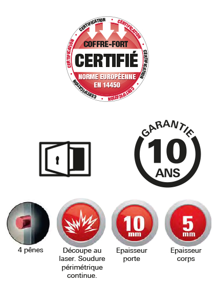 Coffre de sécurité FALAISE 270X390X200 à clés 4 pênes - 13205 - Imagen 5