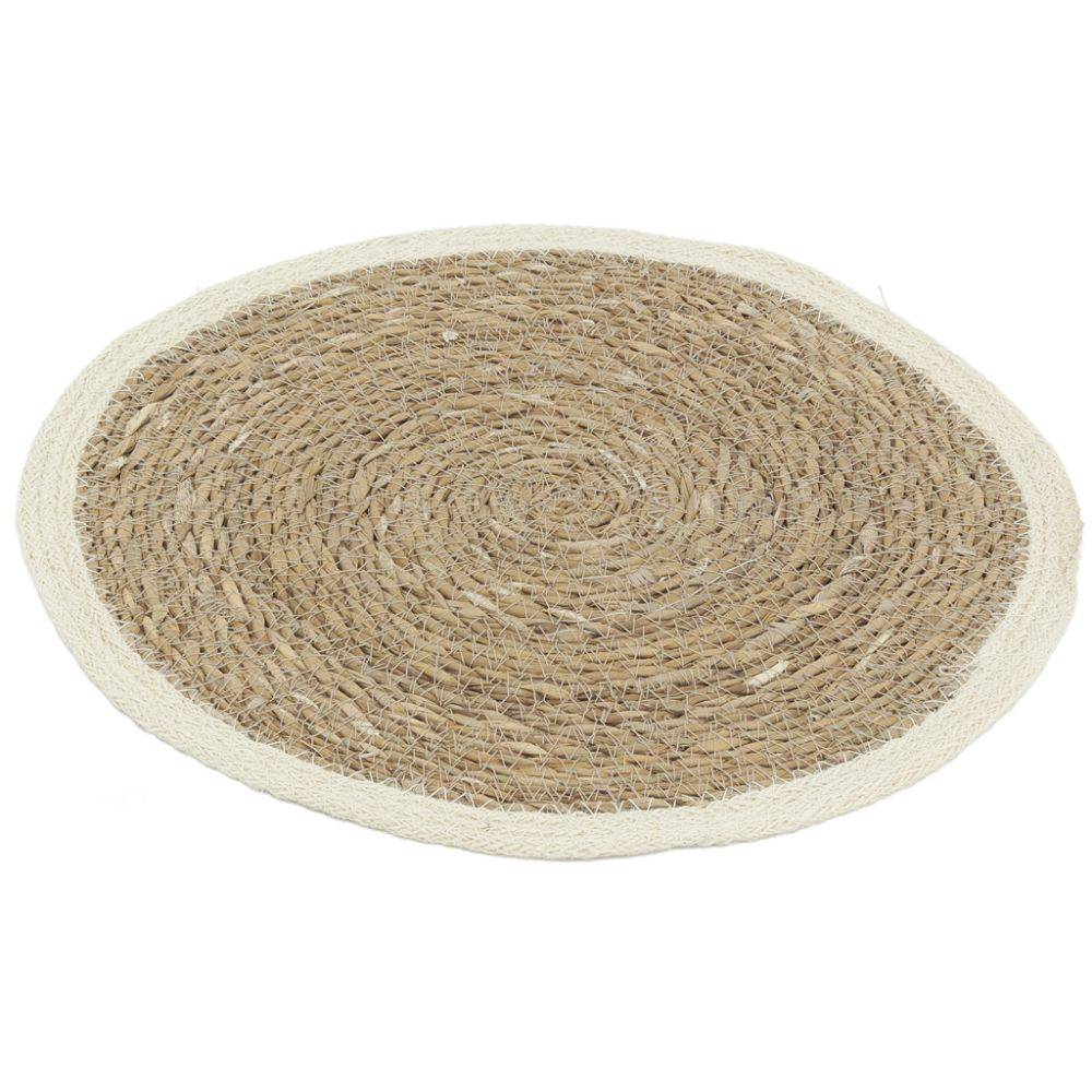 Aubry Gaspard - Sets de table ronds en jonc naturel et jute teinté (Lot de 6) - Imagen 4