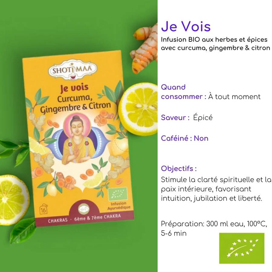 Tisane Bio Je Vois - Thé Biologique Sans Caféine - Favorise la clarté spirituelle et la paix intérieure - Image 2