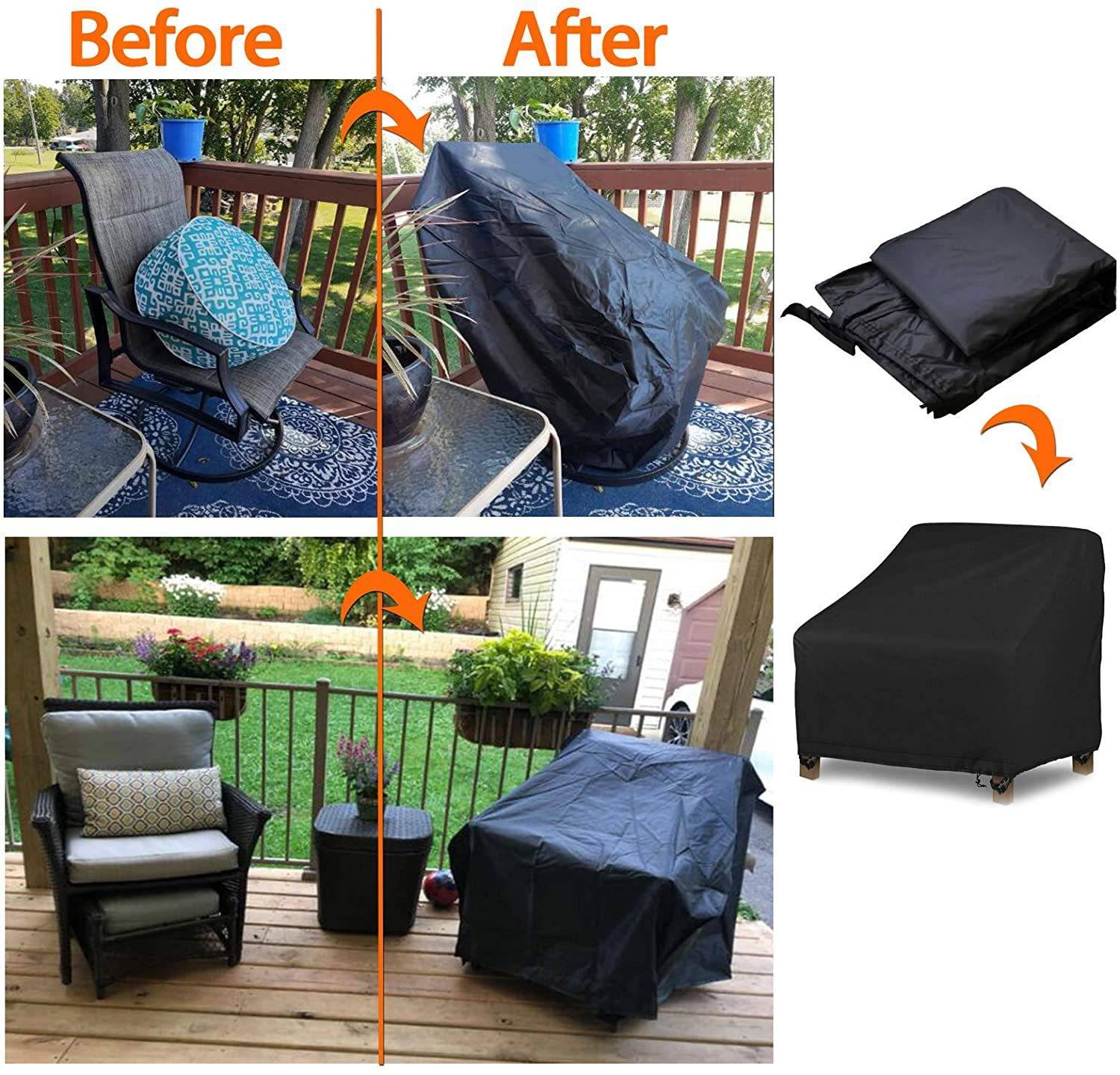 IntiMeg - Housse de Protection pour Chaise de Jardin,  Housse Imperméable pour Fauteuil Extérieur,  420D Tissu Oxford,80*85*92-paquet unique IntiMeg - Image 5