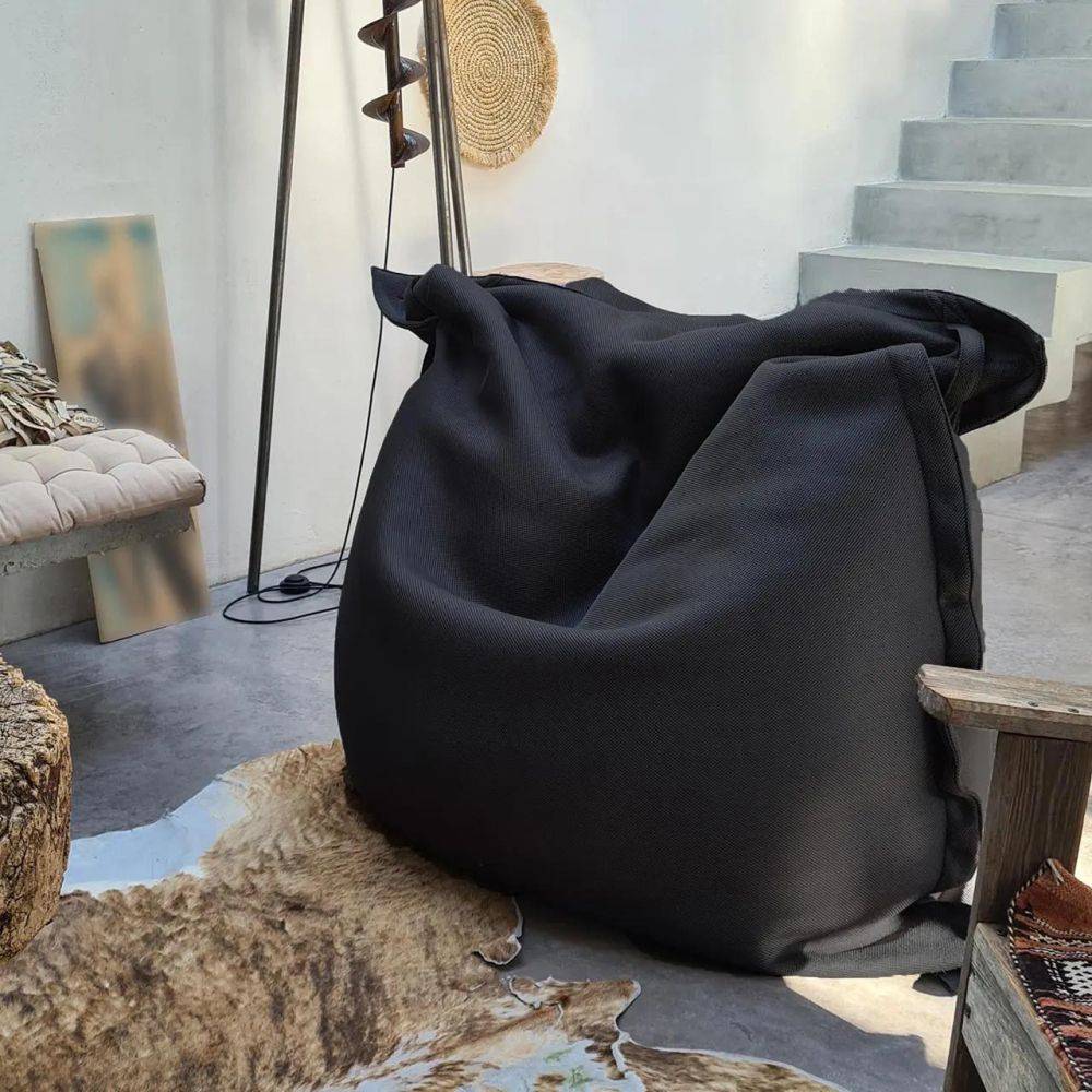 Jardindeco - Grand coussin uni Maxi Noir - Imagen 2