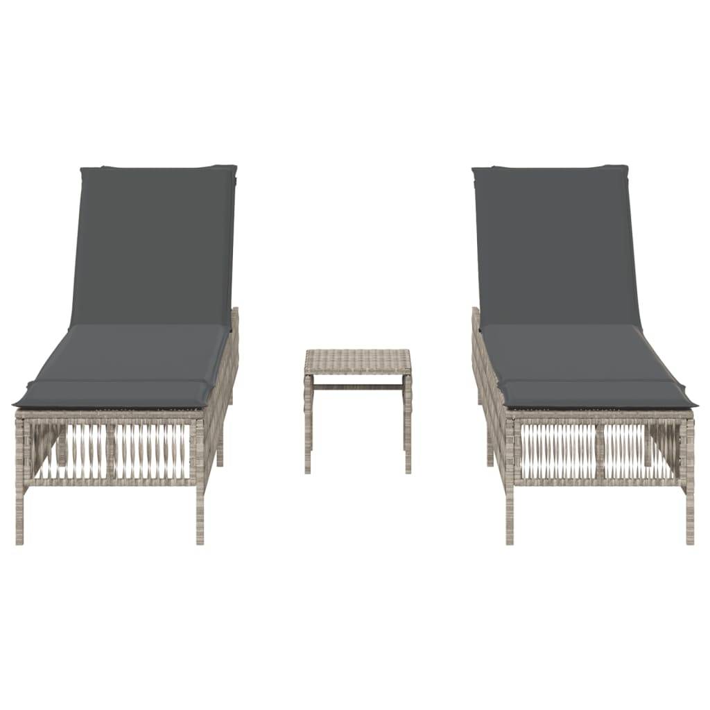Vidaxl - Chaises longues lot de 2 avec table gris clair résine tressée vidaXL 4002751 - Image 9