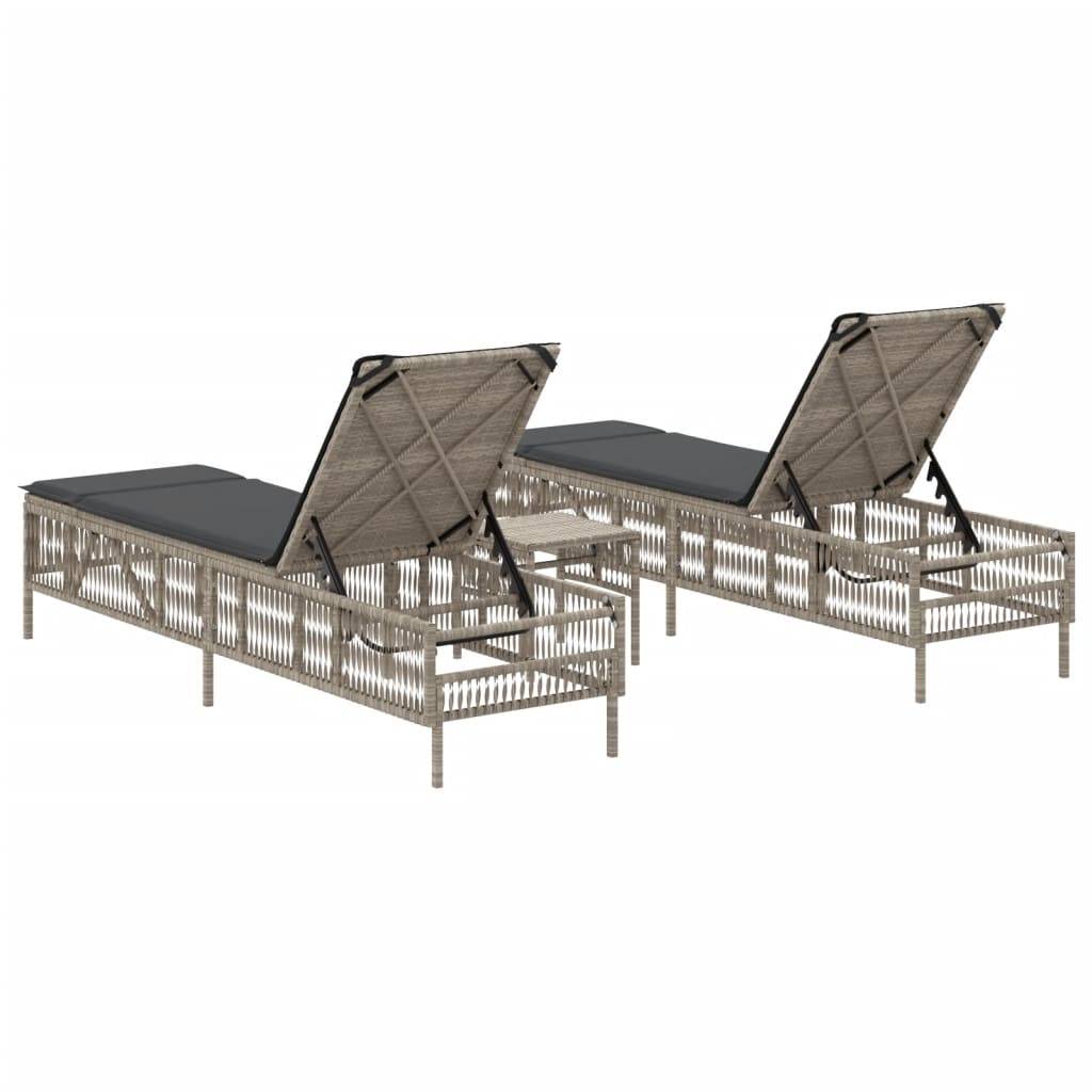 Vidaxl - Chaises longues lot de 2 avec table gris clair résine tressée vidaXL 4002751 - Image 7