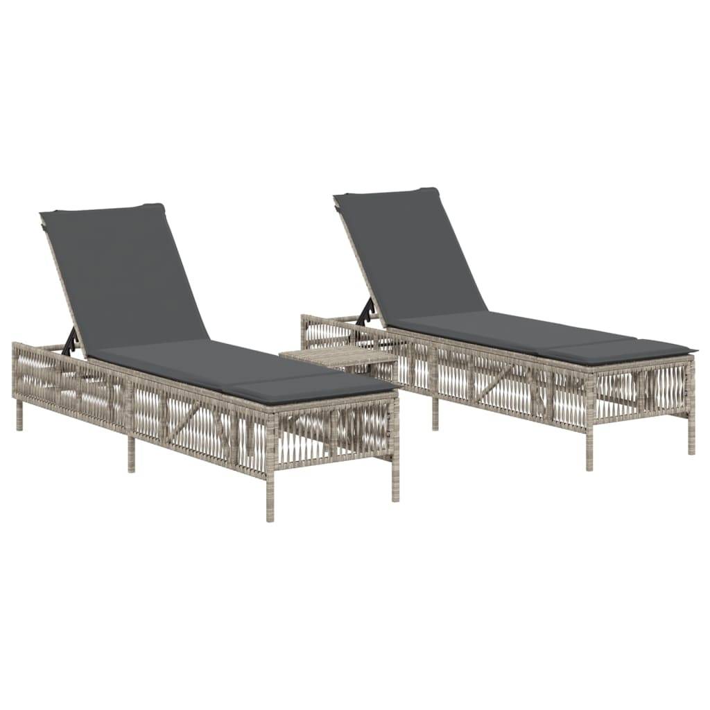 Vidaxl - Chaises longues lot de 2 avec table gris clair résine tressée vidaXL 4002751 - Image 2