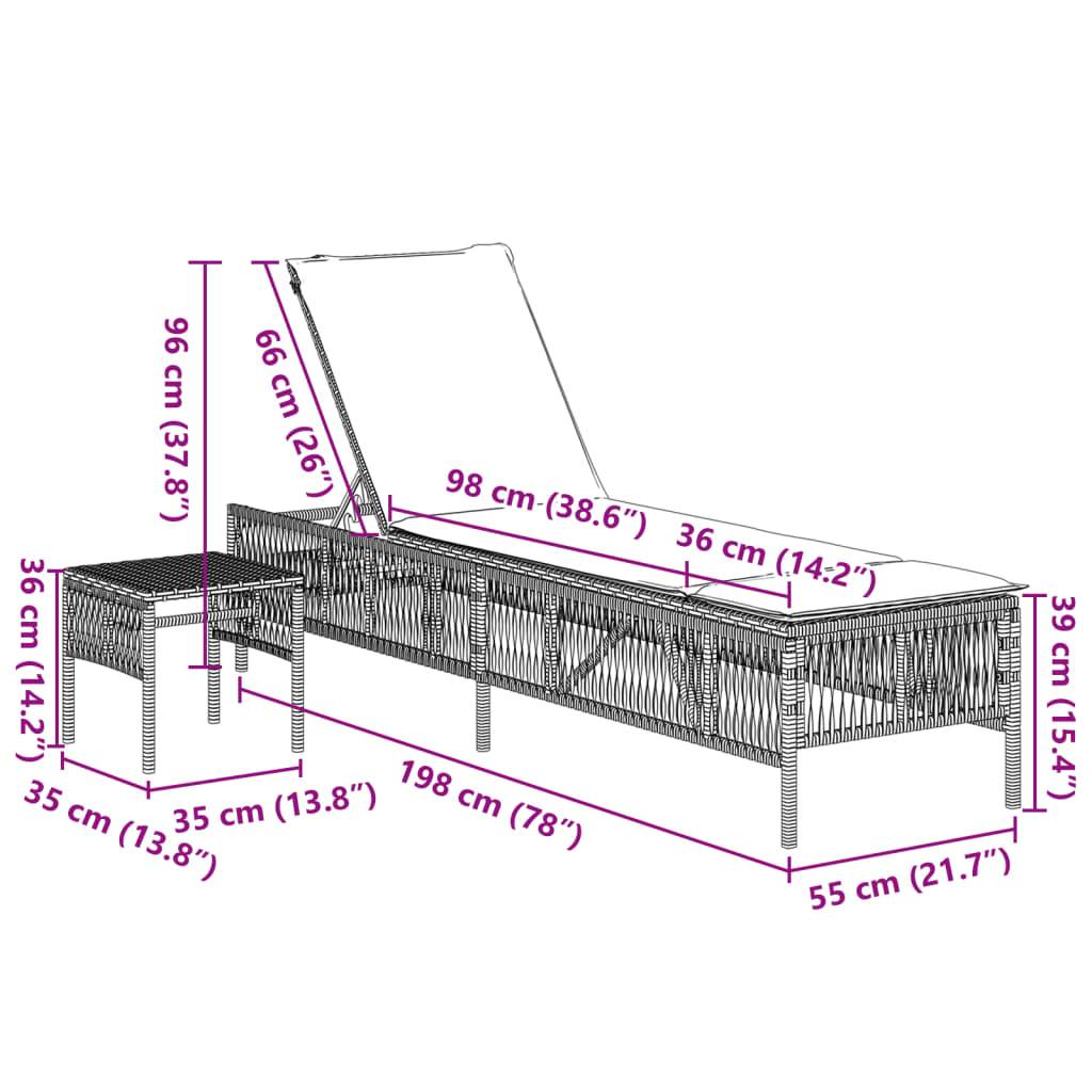 Vidaxl - Chaises longues lot de 2 avec table gris clair résine tressée vidaXL 4002751 - Image 3