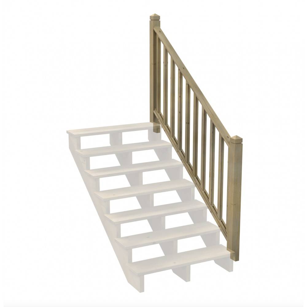 Kit Garde-corps Bois 7 marches - Escalier Extérieur - Rampes Recoupables - Traité Autoclave - Montage Facile - Garantie 10 ans - Imagen 1