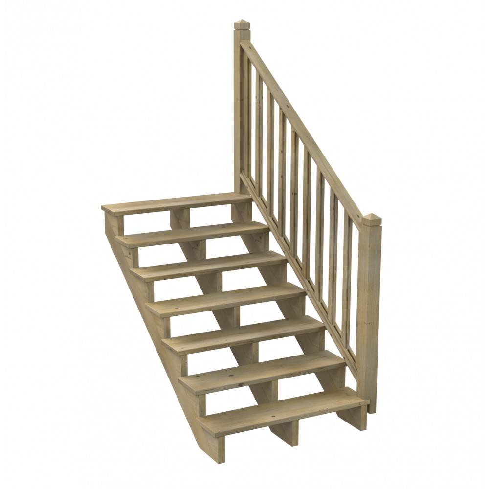 Kit Garde-corps Bois 7 marches - Escalier Extérieur - Rampes Recoupables - Traité Autoclave - Montage Facile - Garantie 10 ans - Imagen 2