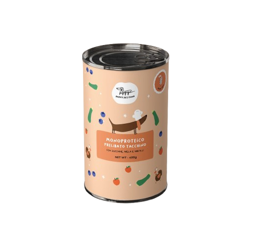 Monoprotéique Dinde délicieuse avec courgettes pomme et myrtilles - 1 boîte