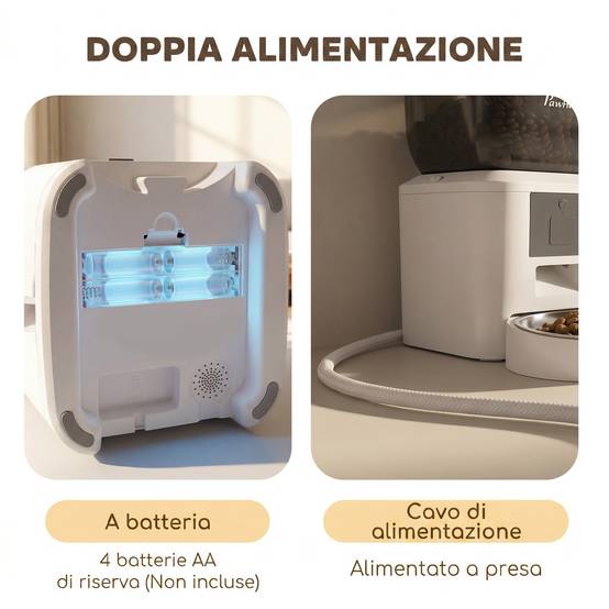 Distributeur automatique nourriture chat 4L WiFi 2.4G, pilotage appli, enregistreur 10s, bol, blanc - Image 9