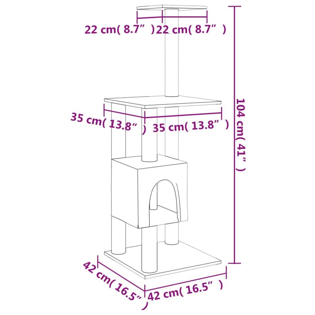 Vidaxl - Arbre à chat avec griffoirs en sisal gris foncé 104 cm vidaXL 171471 - Imagen 3