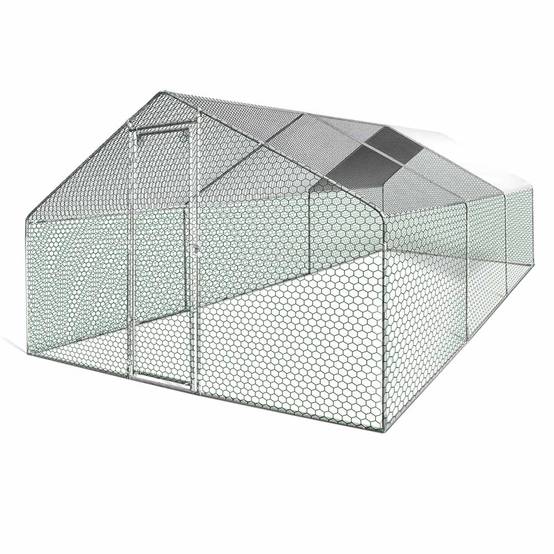 Enclos poulailler extérieur 18 m² – Volière en acier galvanisé 6x3 m avec porte sécurisée et toit grillagé - Terre Jardin - Image 2