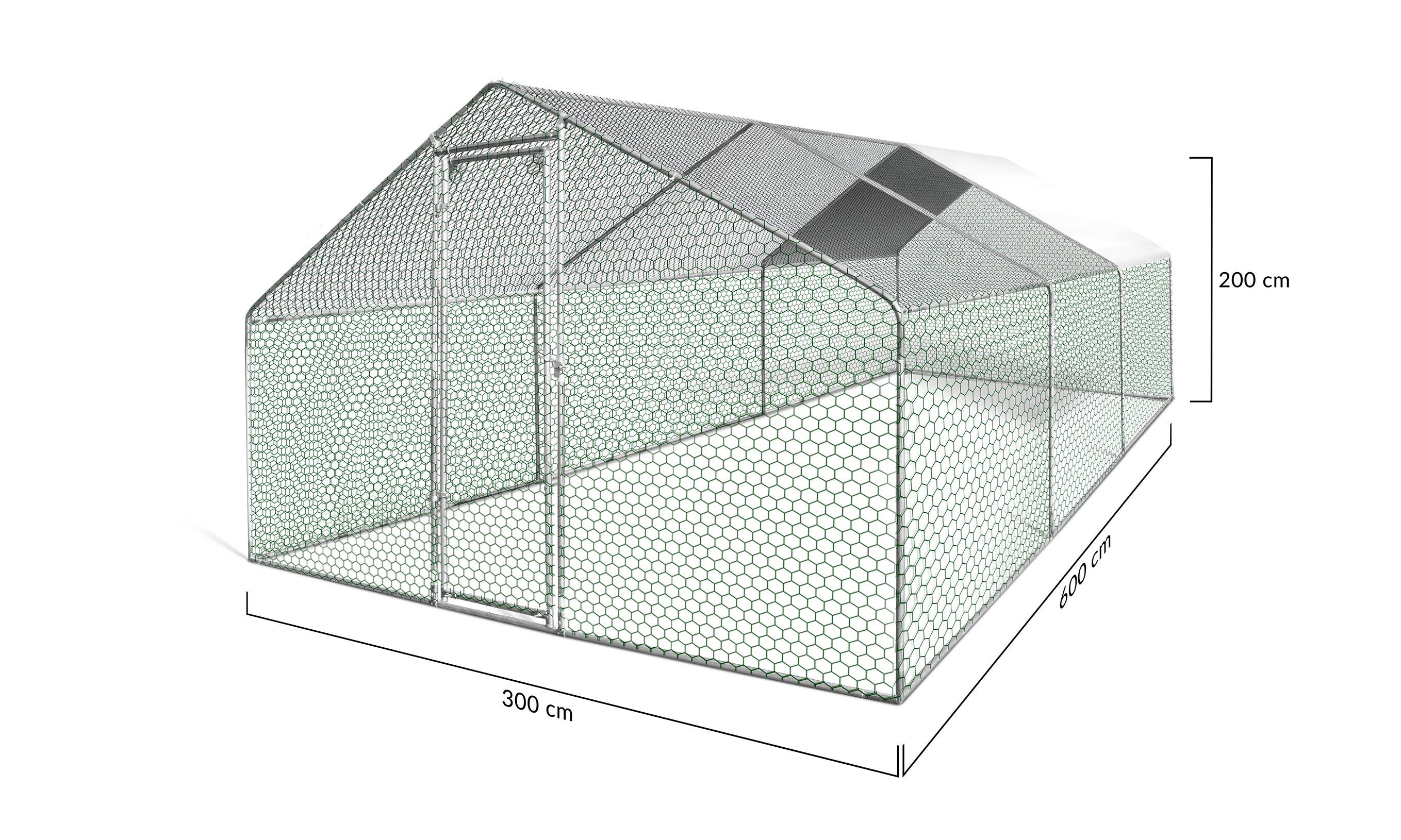Enclos poulailler extérieur 18 m² – Volière en acier galvanisé 6x3 m avec porte sécurisée et toit grillagé - Terre Jardin - Image 3