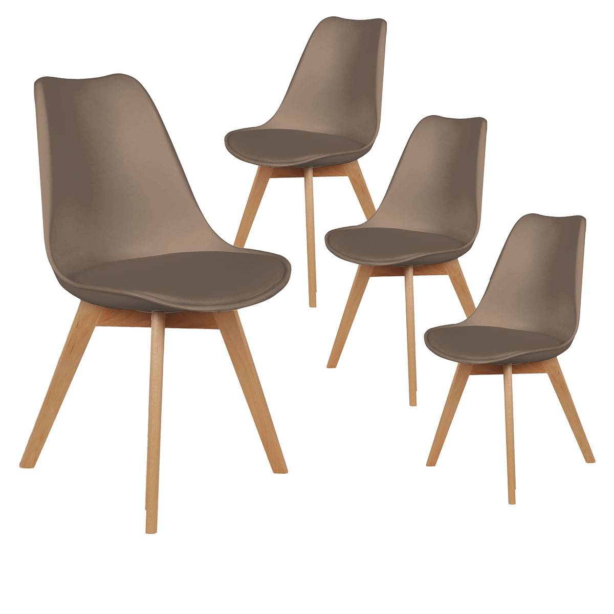 Lot de 4 Chaises Scandinaves Taupe - MEDALINE - Image 1