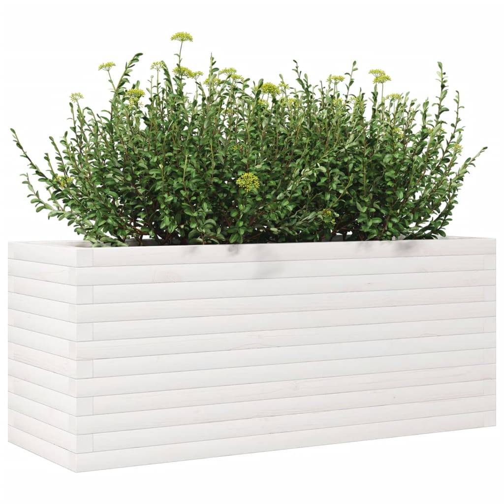 Maison Chic - Jardinière, Bac à fleurs, Pot de fleurs blanc 110x40x45,5 cm bois de pin massif - Imagen 4