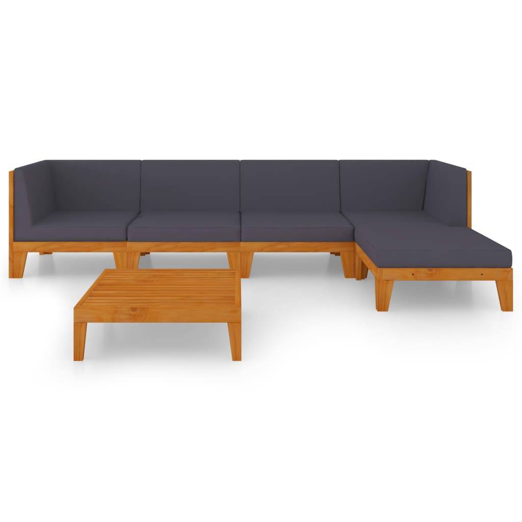 Helloshop26 - Salon de jardin meuble d'extérieur ensemble de mobilier 6 pièces avec coussins bois d'acacia solide - Imagen 2