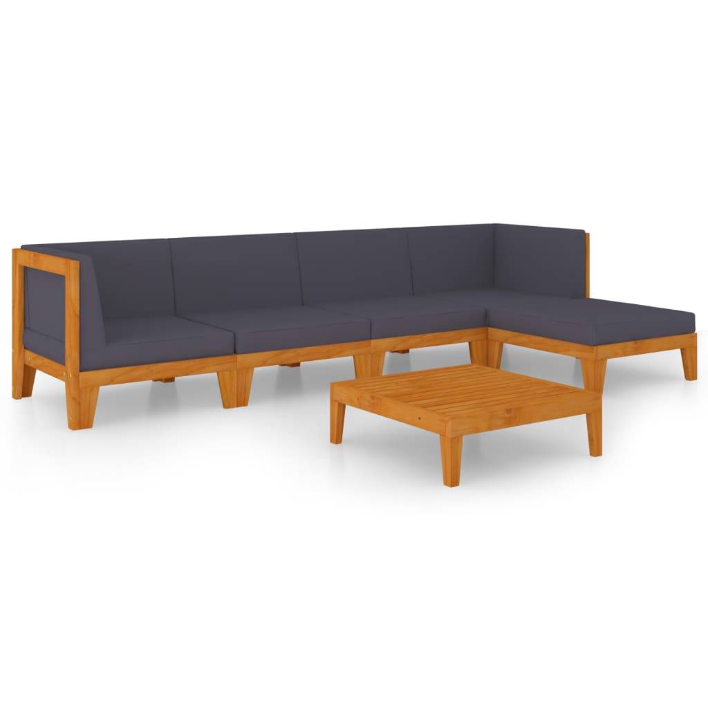 Helloshop26 - Salon de jardin meuble d'extérieur ensemble de mobilier 6 pièces avec coussins bois d'acacia solide - Imagen 1