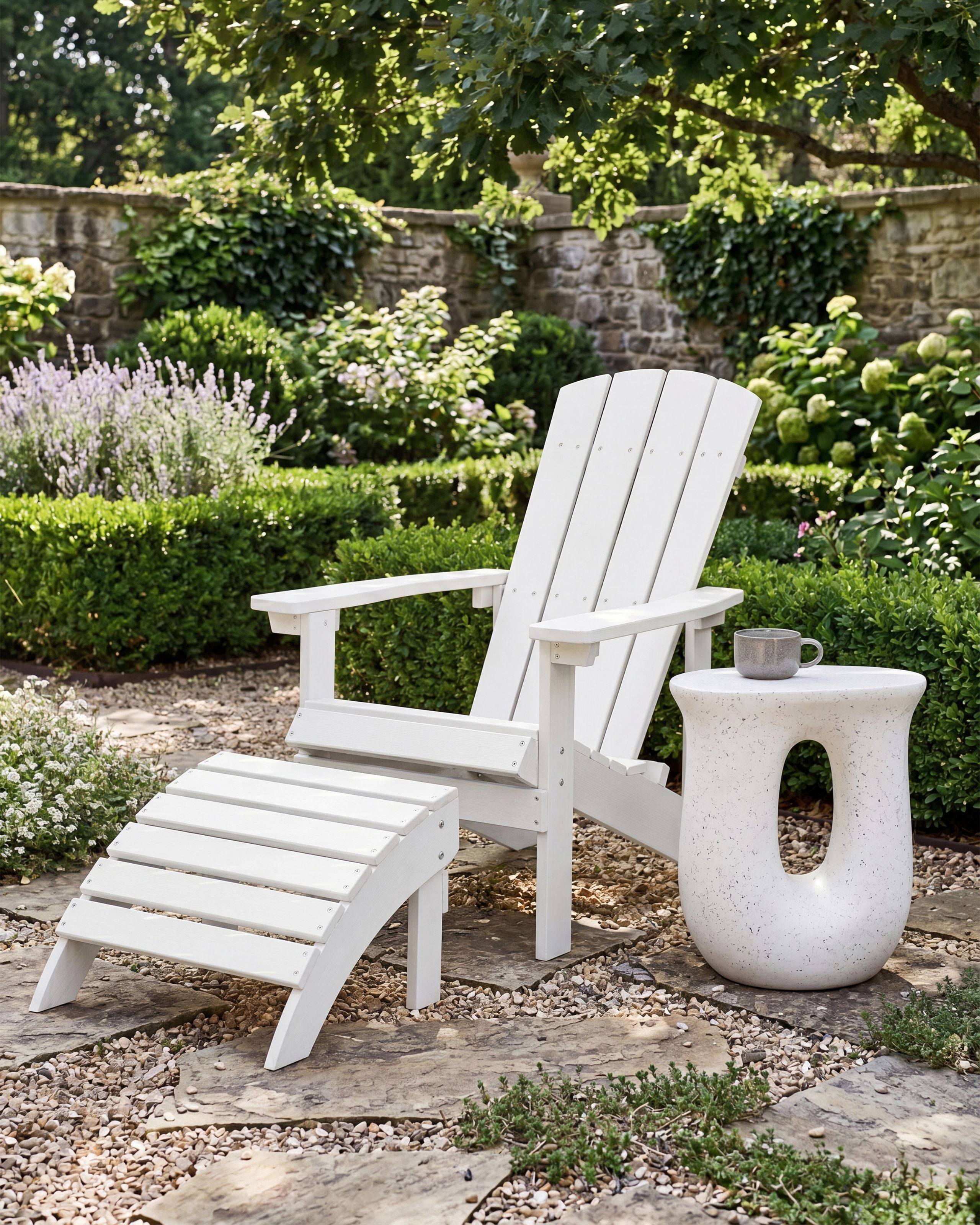 Beliani - Chaise de jardin Bois synthétique Blanc ADIRONDACK - Beliani - Imagen 1