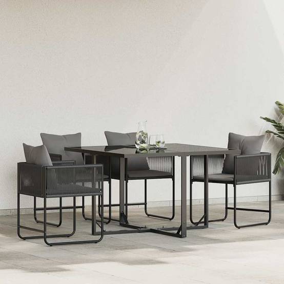 Lot de 4 Chaises de jardin - Fauteuils De Jardin Noir et anthracite - Image 4