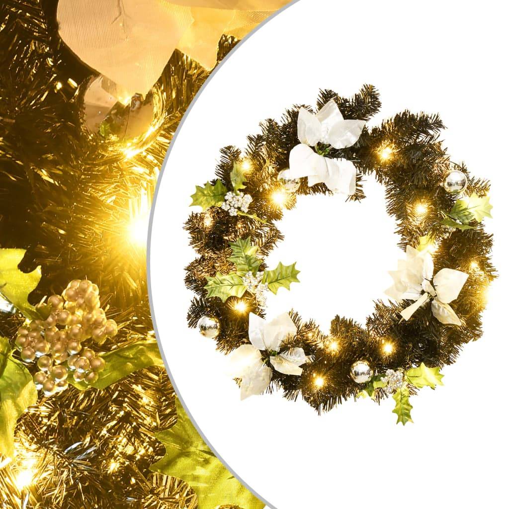 Vidaxl - Couronne de Noël avec lumières LED Noir 60 cm PVC vidaXL 321518