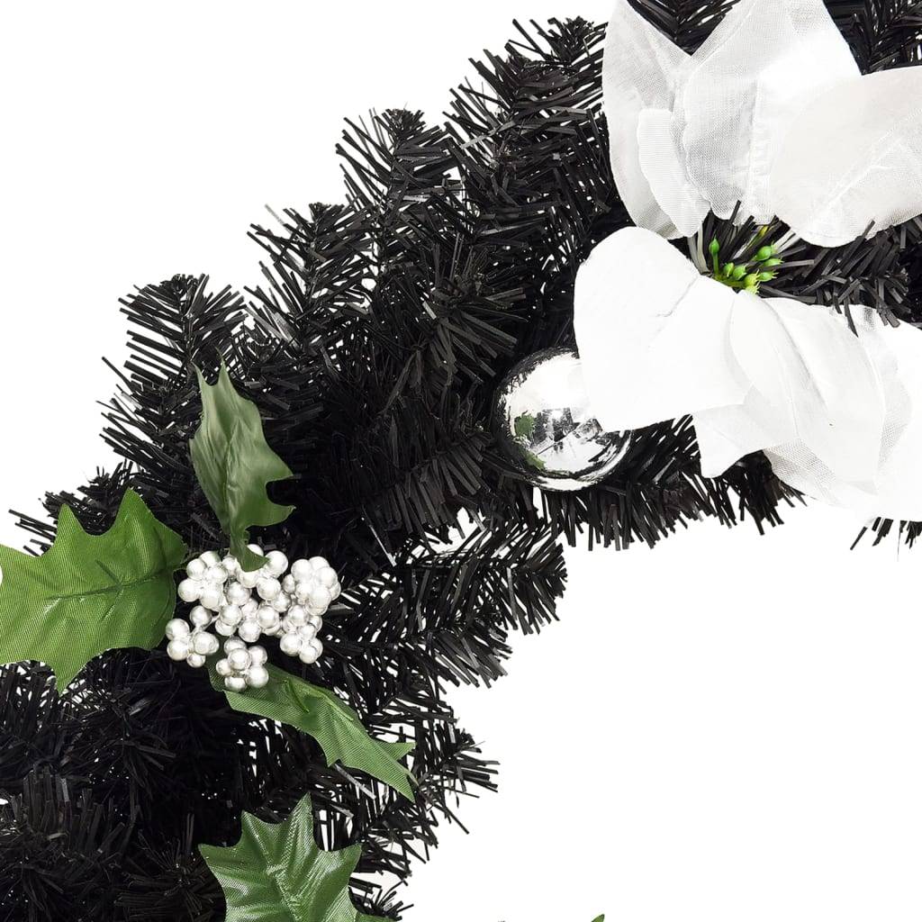 Vidaxl - Couronne de Noël avec lumières LED Noir 60 cm PVC vidaXL 321518 - Image 5
