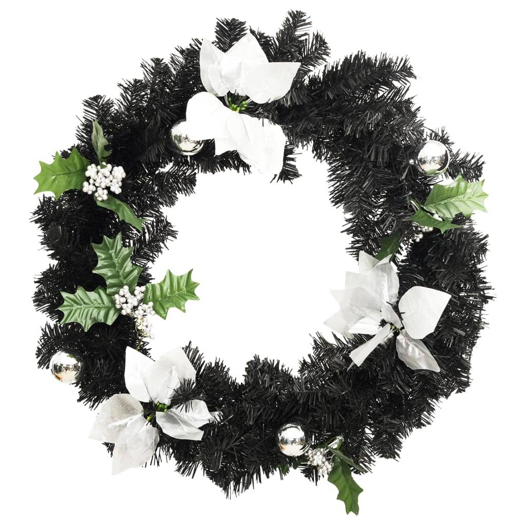 Vidaxl - Couronne de Noël avec lumières LED Noir 60 cm PVC vidaXL 321518 - Image 7