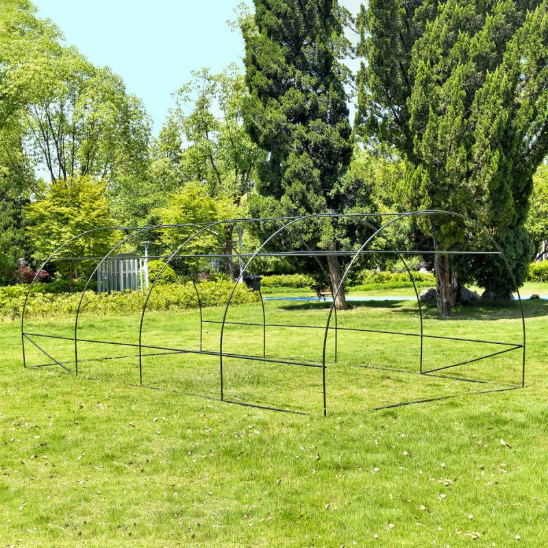 Serre tunnel 18m² polyéthylène armé 3x6m Green Protect blanche avec 8 lucarnes et porte zippée - Image 4