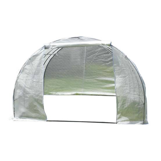 Serre tunnel 18m² polyéthylène armé 3x6m Green Protect blanche avec 8 lucarnes et porte zippée - Image 5