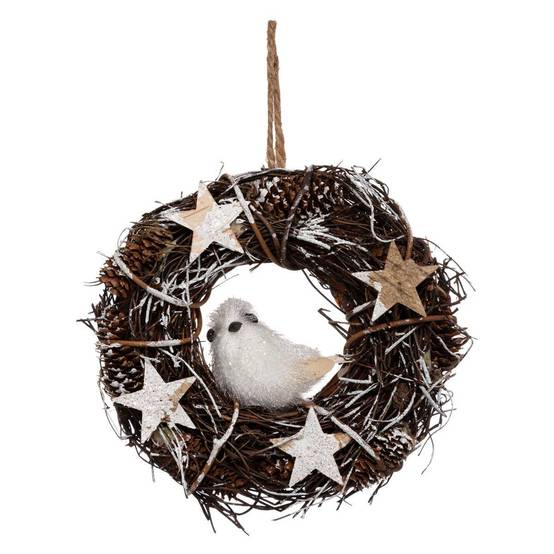 Couronne pomme de pin et personnage 19cm bois FEERIC LIGHTS & CHRISTMAS - Image 2