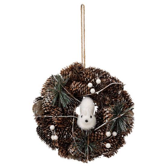 Couronne pomme de pin et personnage 19cm bois FEERIC LIGHTS & CHRISTMAS - Image 4