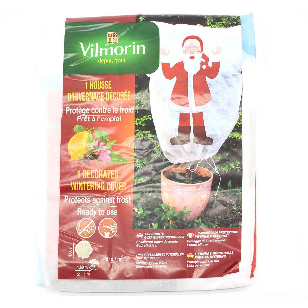 Vilmorin - Housse d'hivernage PERE NOEL 30 g/m² 1.60m x 1m avec lien - Imagen 1