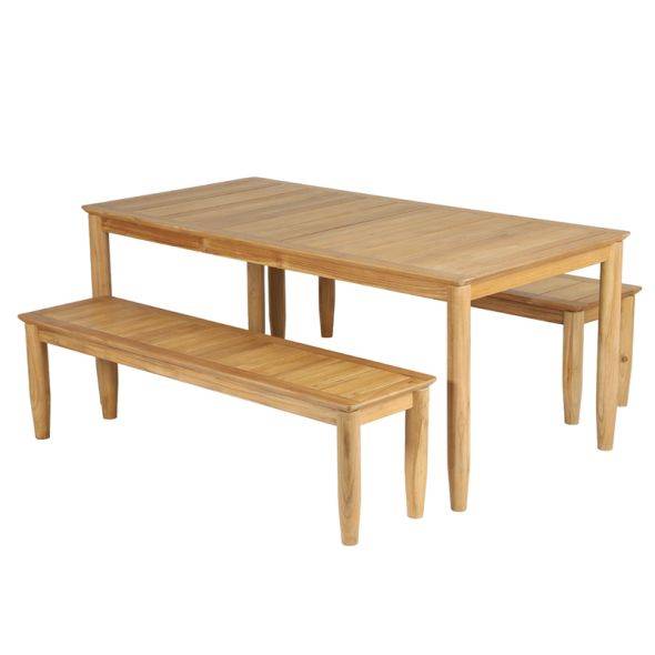 Beau Rivage - Ensemble table et bancs SAFARI 6 places 180 cm en bois teck FSC Beau Rivage - Imagen 1
