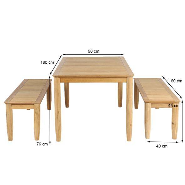 Beau Rivage - Ensemble table et bancs SAFARI 6 places 180 cm en bois teck FSC Beau Rivage - Imagen 3