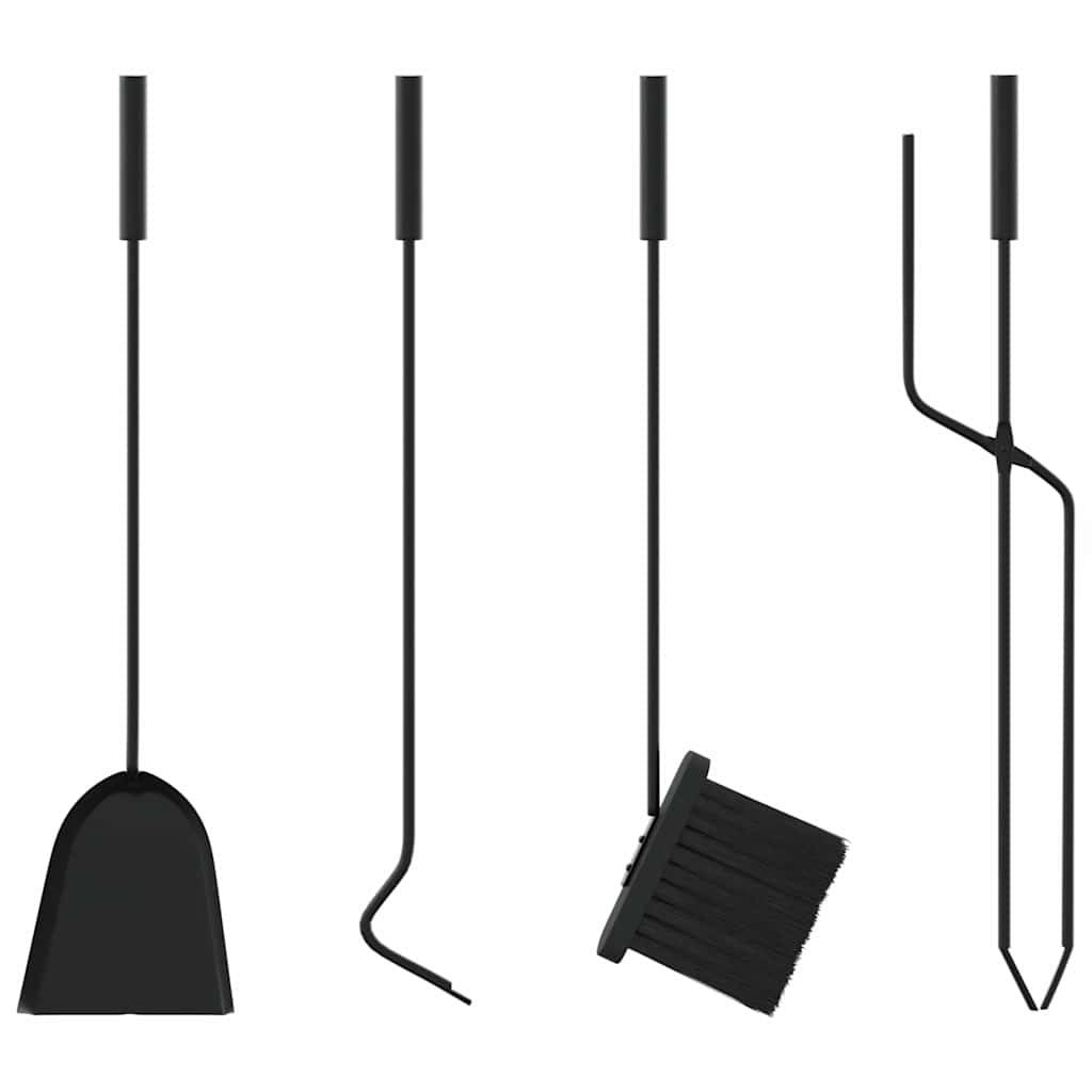 Set d'Outils pour Cheminée Acier 5 Pièces sur Support Rond 56 cm Noir - ComfortXL Outdoor Living - Image 9