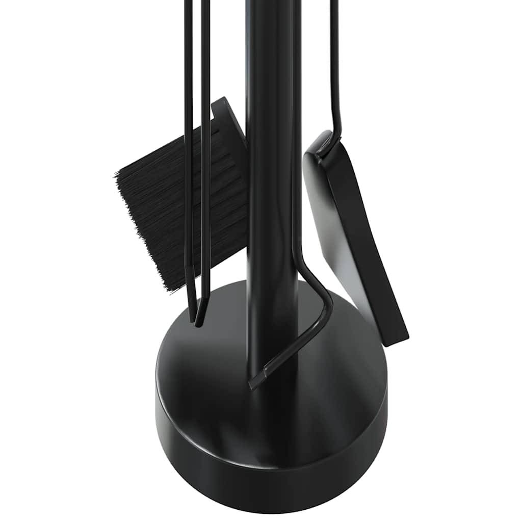 Set d'Outils pour Cheminée Acier 5 Pièces sur Support Rond 56 cm Noir - ComfortXL Outdoor Living - Image 8