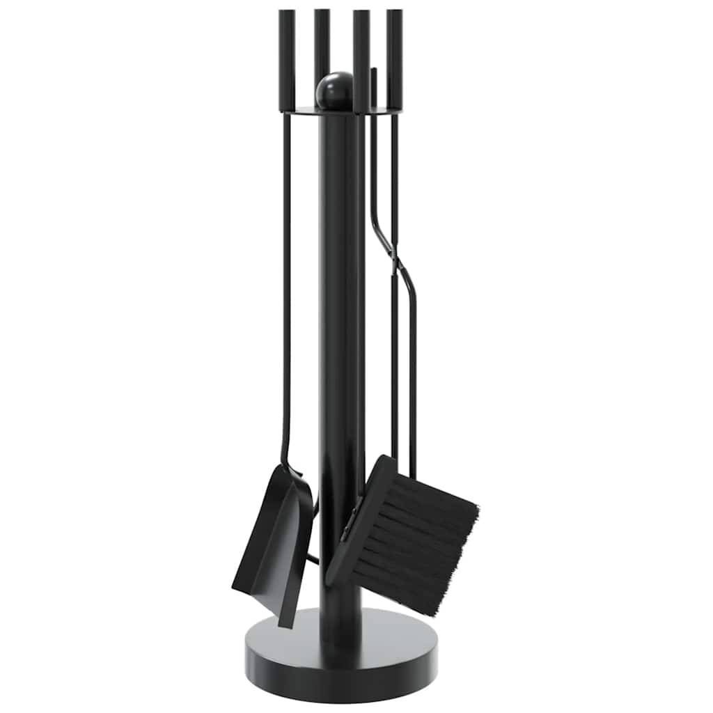 Set d'Outils pour Cheminée Acier 5 Pièces sur Support Rond 56 cm Noir - ComfortXL Outdoor Living - Image 2