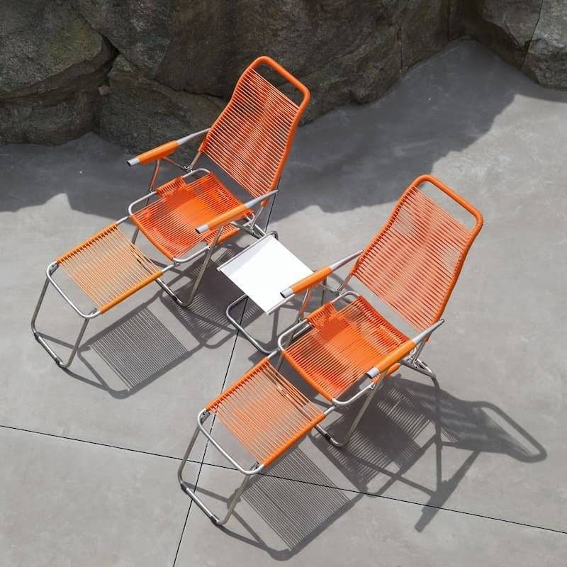 Fiam - Fauteuil Relax SPAGHETTI Aluminium BRUT PVC ORANGE 127/168x60x73/108 cm FIAM - Imagen 5