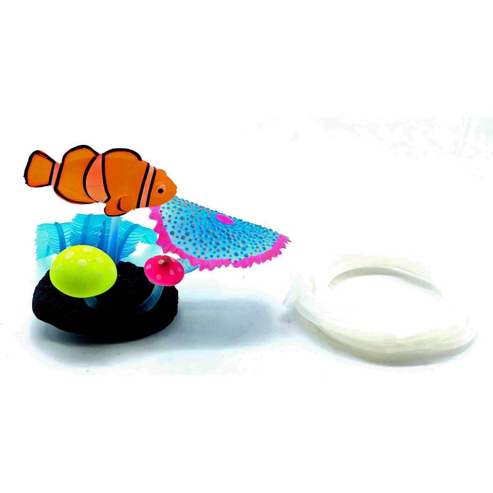 Poisson clown avec sortie d'air couleur aléatoire Décoration  Aquarium Fluo