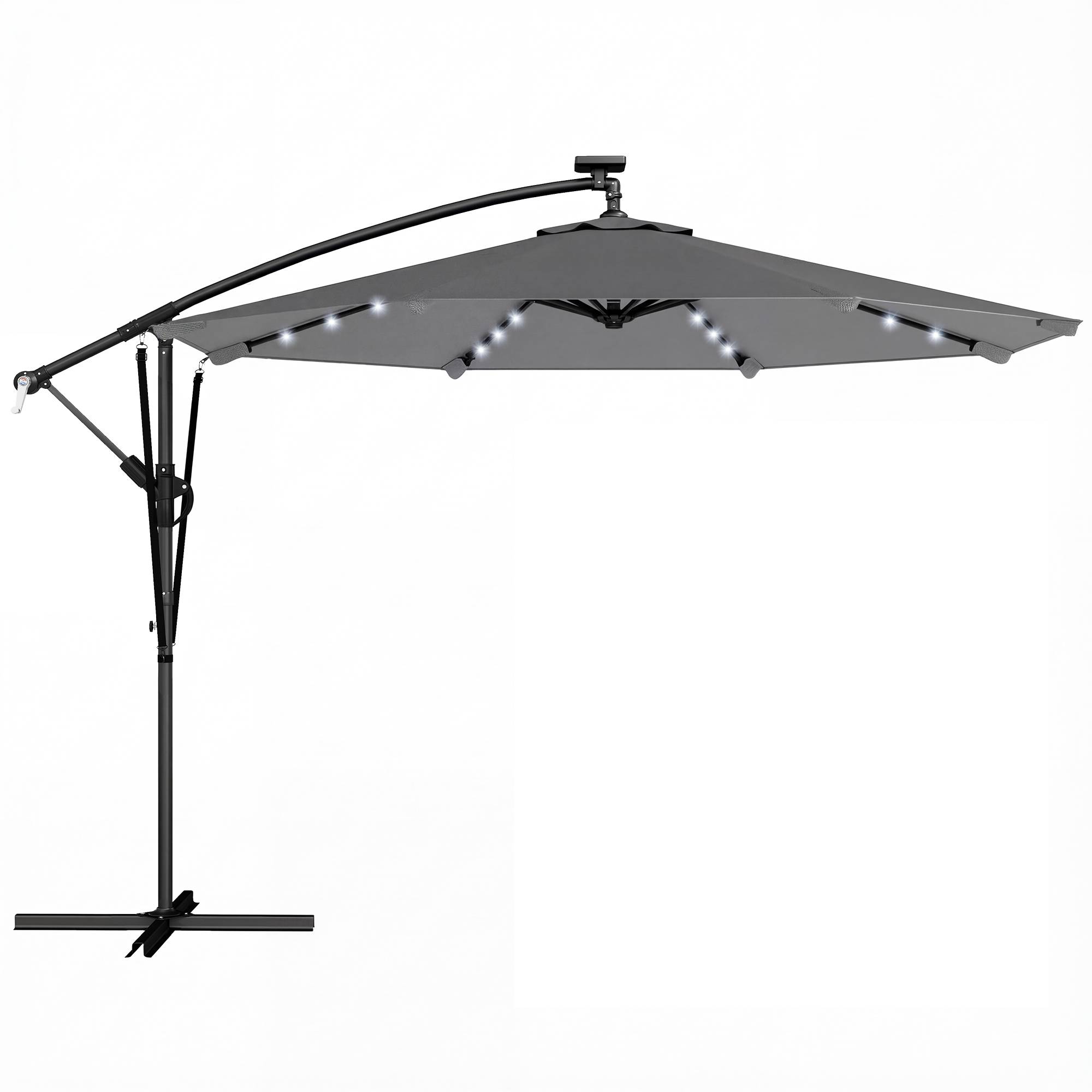 Maison Chic - Parasol Déporté Parasol de Jardin LED Solaire LED Manivelle - 330x295x245cm Métal Gris foncé fr326 - Image 1