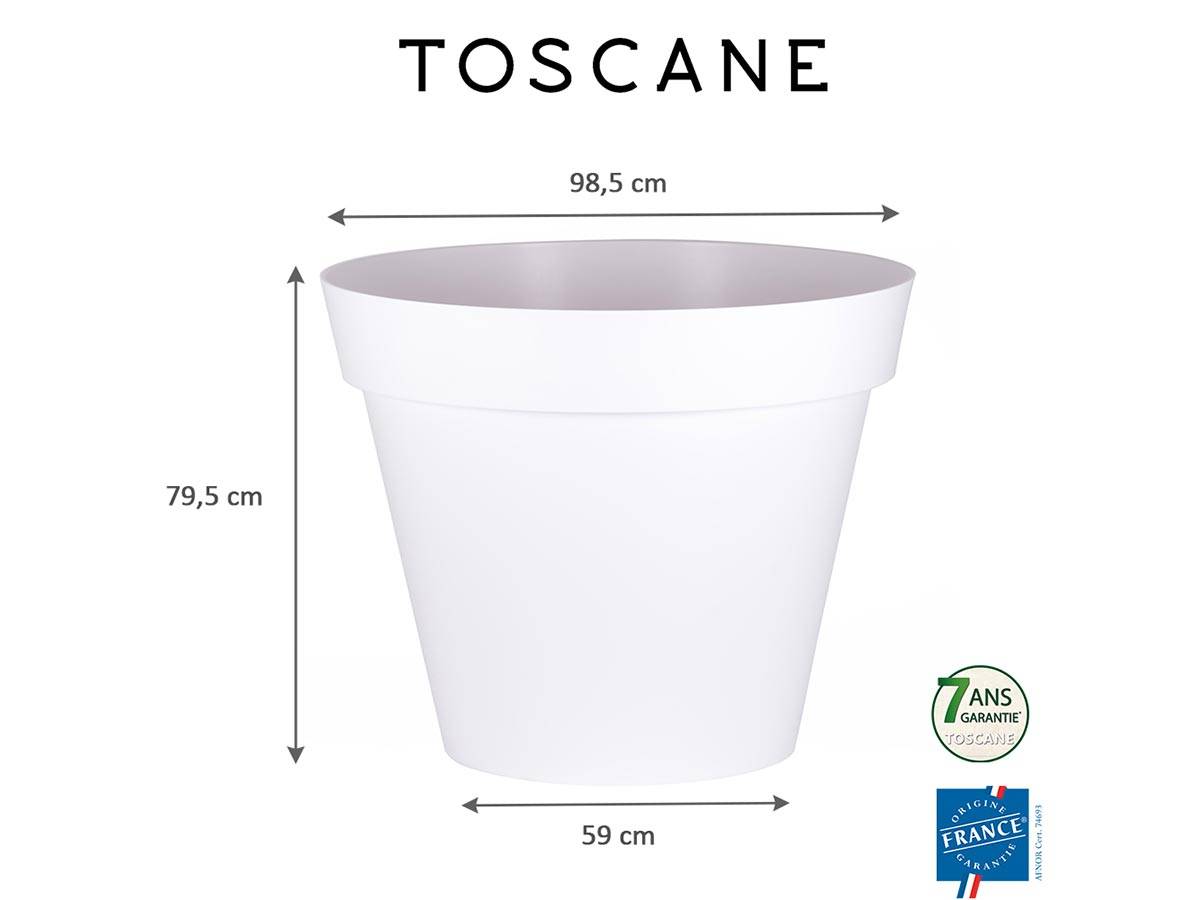 Eda - Pot de fleur rond Toscane Ø 100 x H.79 cm - Blanc - Eda - Imagen 2