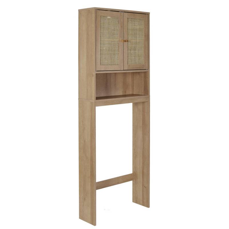 The Home Deco Factory - Meuble dessus WC 2 portes cannage 1 niche Bali - Imagen 1