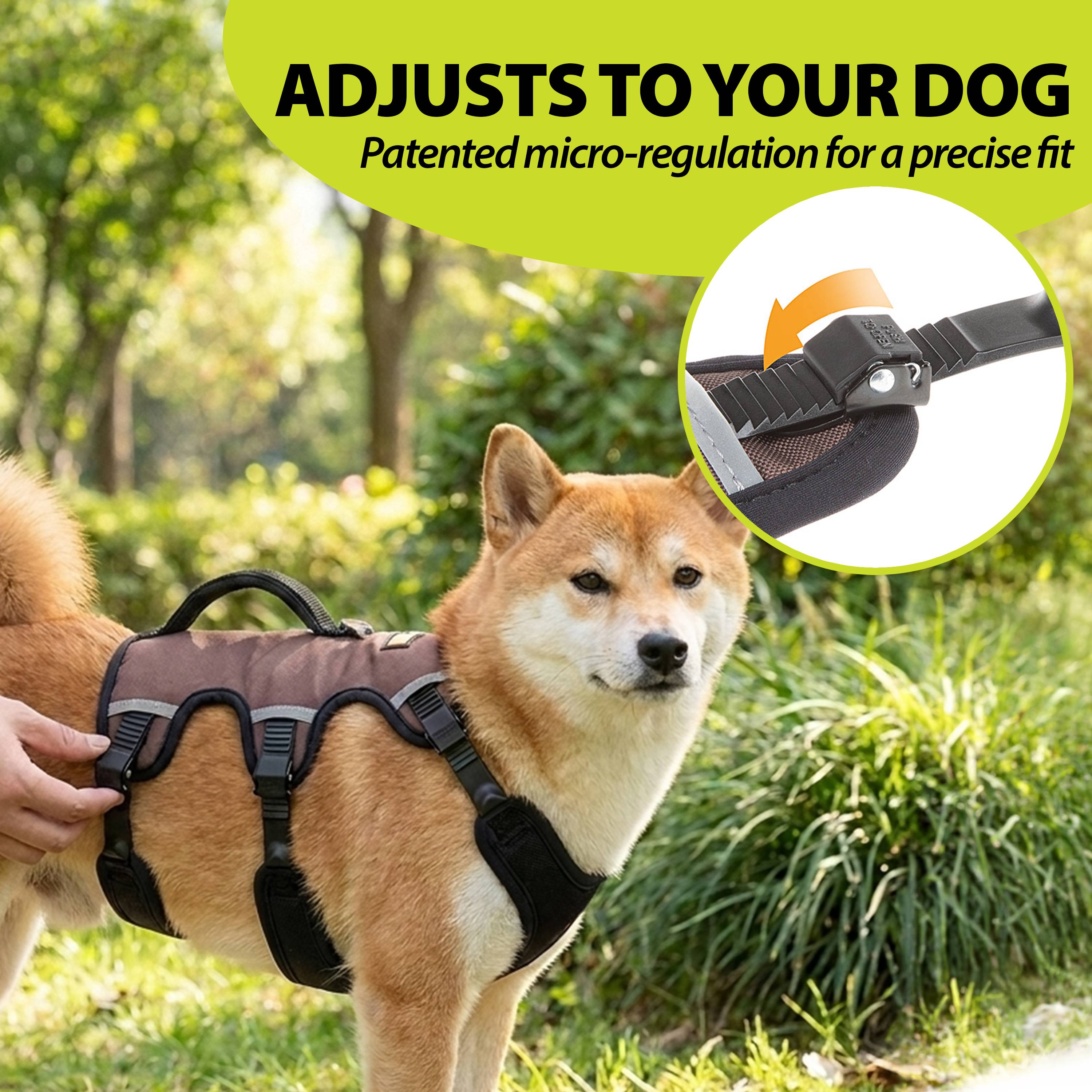 Ferplast - Ferplast Harnais Chien Réglable L Poitrail 70-80 cm avec Poignée, Marron - Imagen 8
