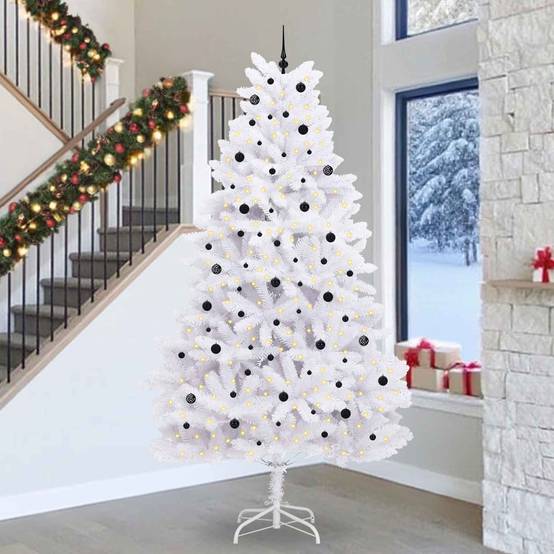 Sapin de Noël | Arbre de Noël Artificiel à Branches Articulées Blanc 300 cm Maison Chic - Image 2
