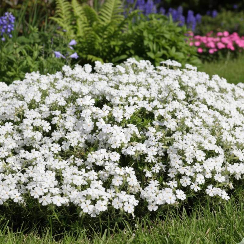 Phlox nain White Delight, Phlox mousse à fleurs Blanche/ - feuillage Caduc - Godet - 5/20 cm