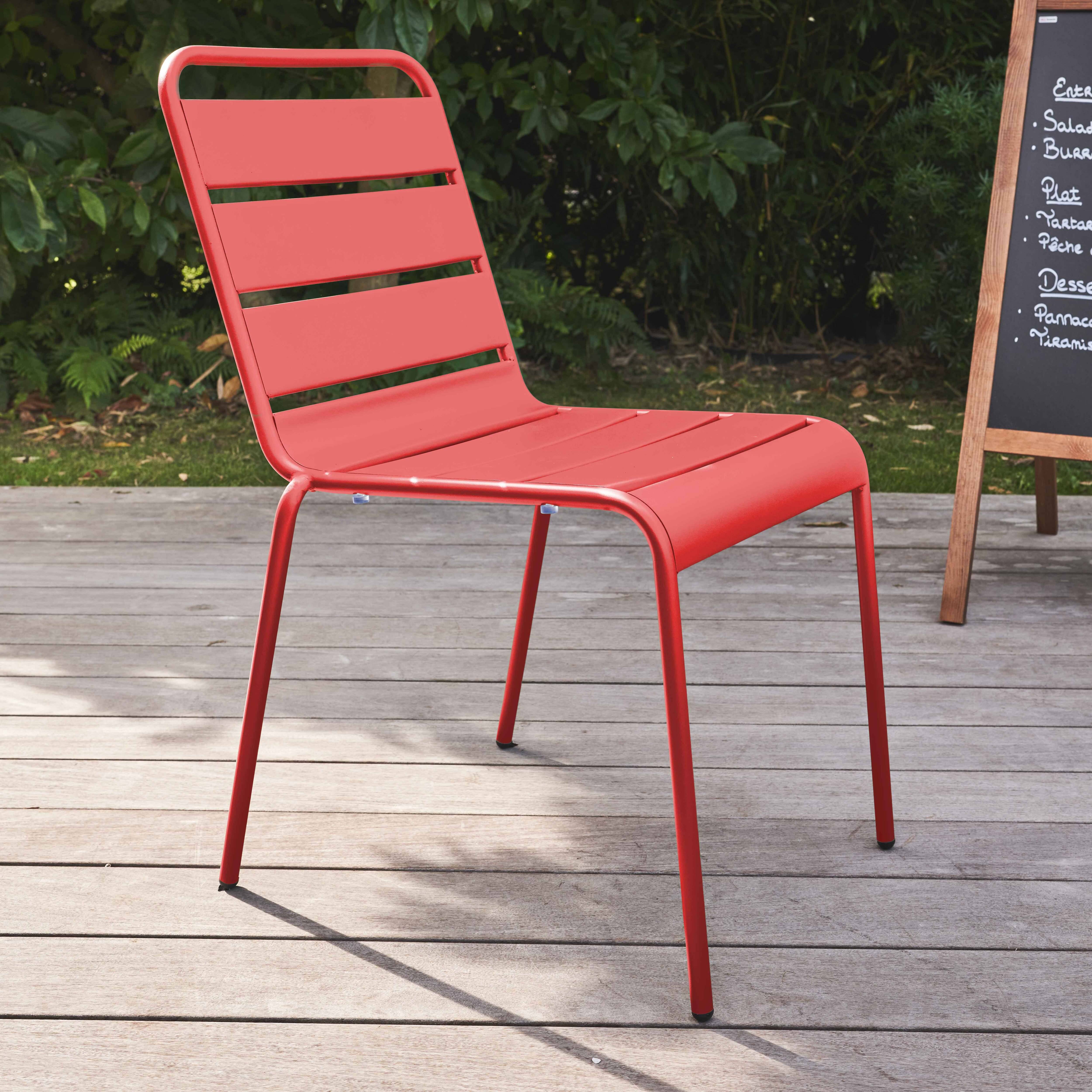 Oviala - Chaise de jardin en métal rouge Palavas - Oviala - Image 2