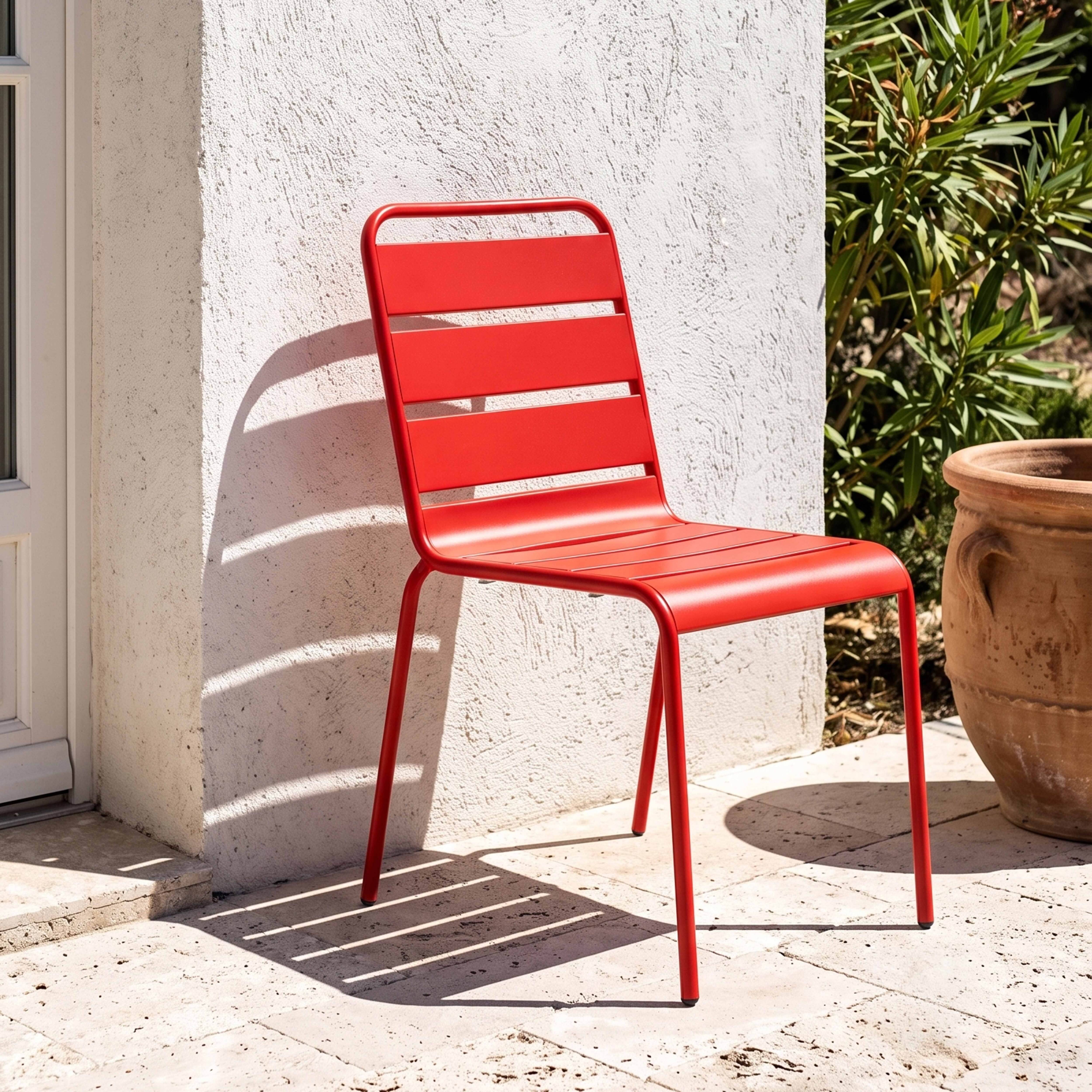 Oviala - Chaise de jardin en métal rouge Palavas - Oviala - Imagen 2