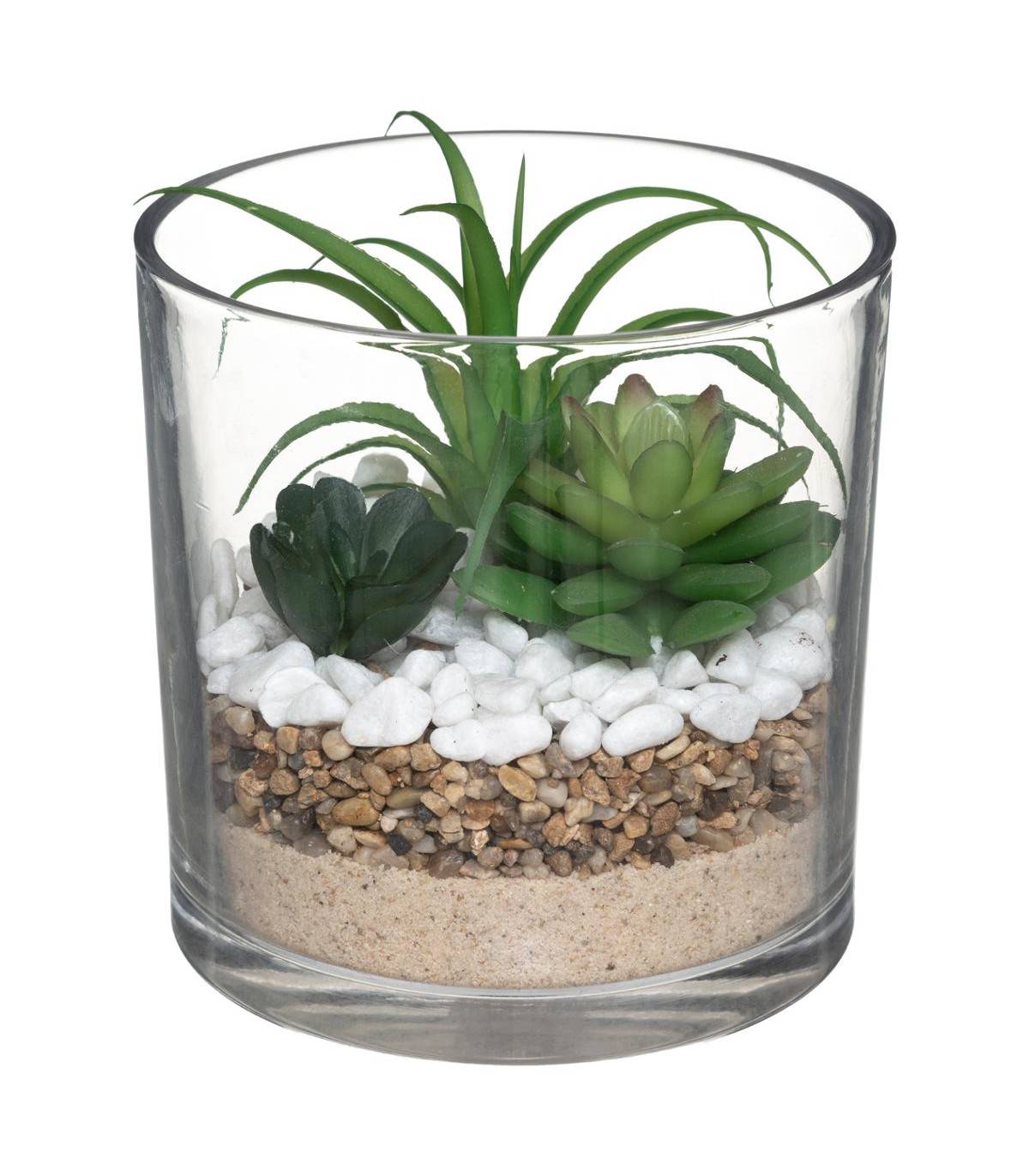 Composition de plantes arificielles Pot en Verre D. 15 x H. 16 cm - Imagen 1