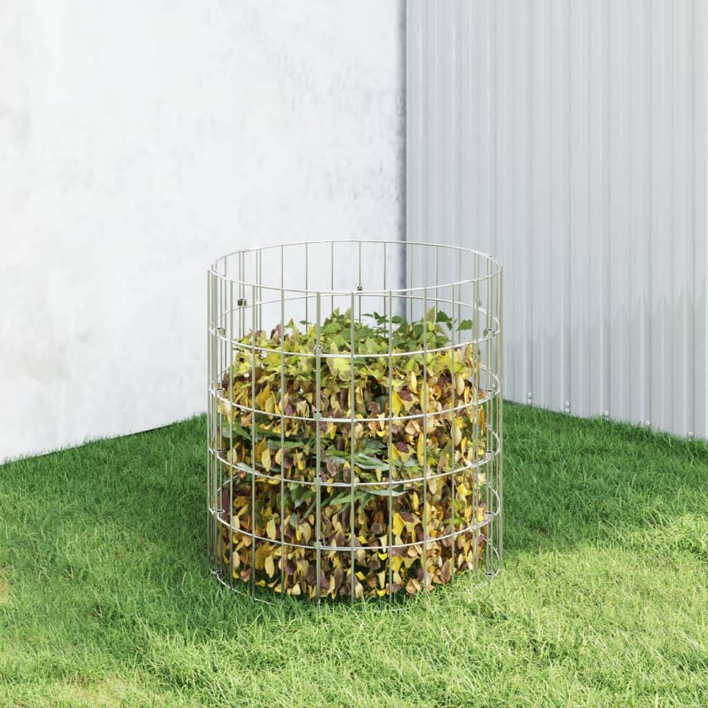 Composteur de jardin acier galvanisé argenté 50 x 50 x 50 cm - PANGIVO - Image 1
