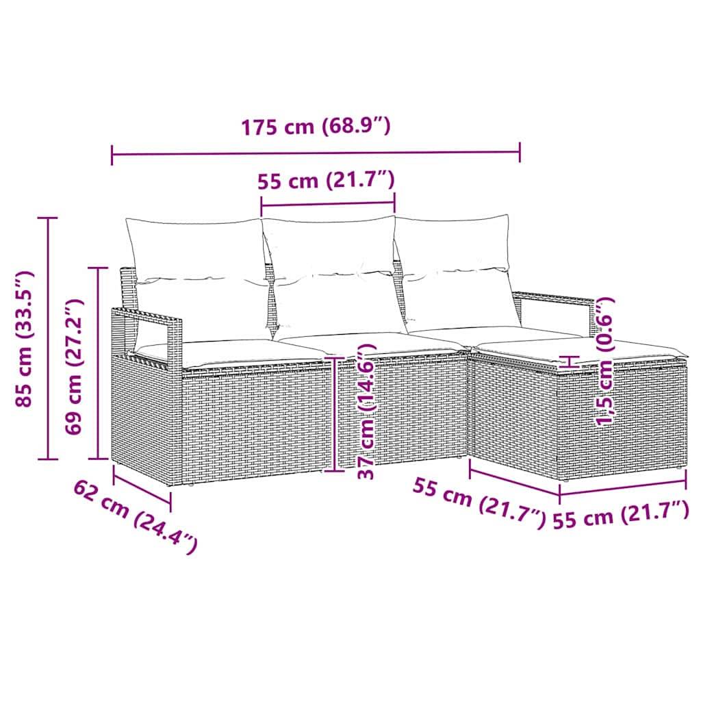 Vidaxl - Ensemble de Canapés 4 pcs-Salons de jardin Beige polyrotin - Image 8