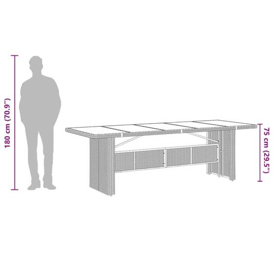 Table de Jardin XXL Noire 240 cm 10 à 12 Personnes en Résine Tressée et Plateau Verre – ComfortXL Outdoor Living - Image 10